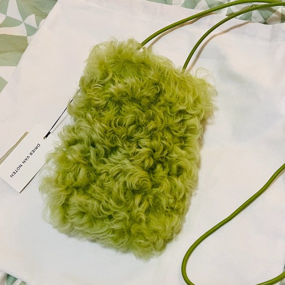 Dries Van Noten Handbags - NEW Dries Van Noten Light Green Shearling Fur Small Shoulder/Crossbody Bag - NEW